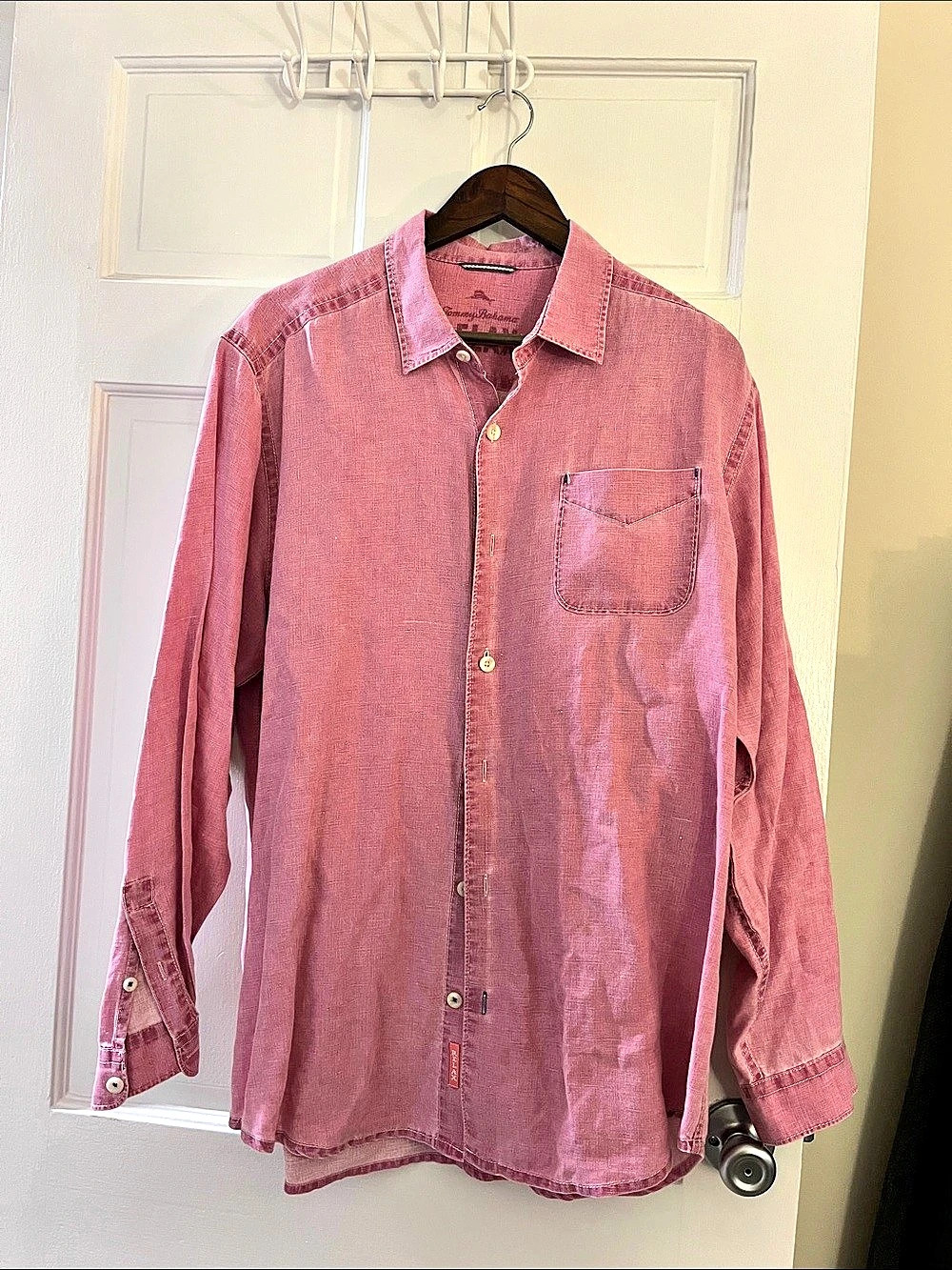 Tommy Bahama 100% Linen  Men's Pink Long Sleeve Shirt